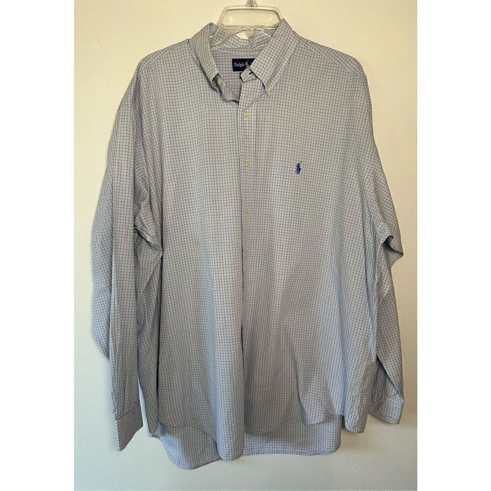 Ralph Lauren “Blake” men’s long sleeve blue plaid button shirt size XL #44-1347